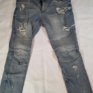 Men's Distressed Blue Jeans